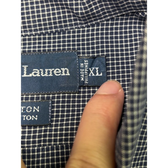 Ralph Lauren Ellington Mens XL Gingham Button Down Long Sleeve Shirt Blue - Picture 5 of 9